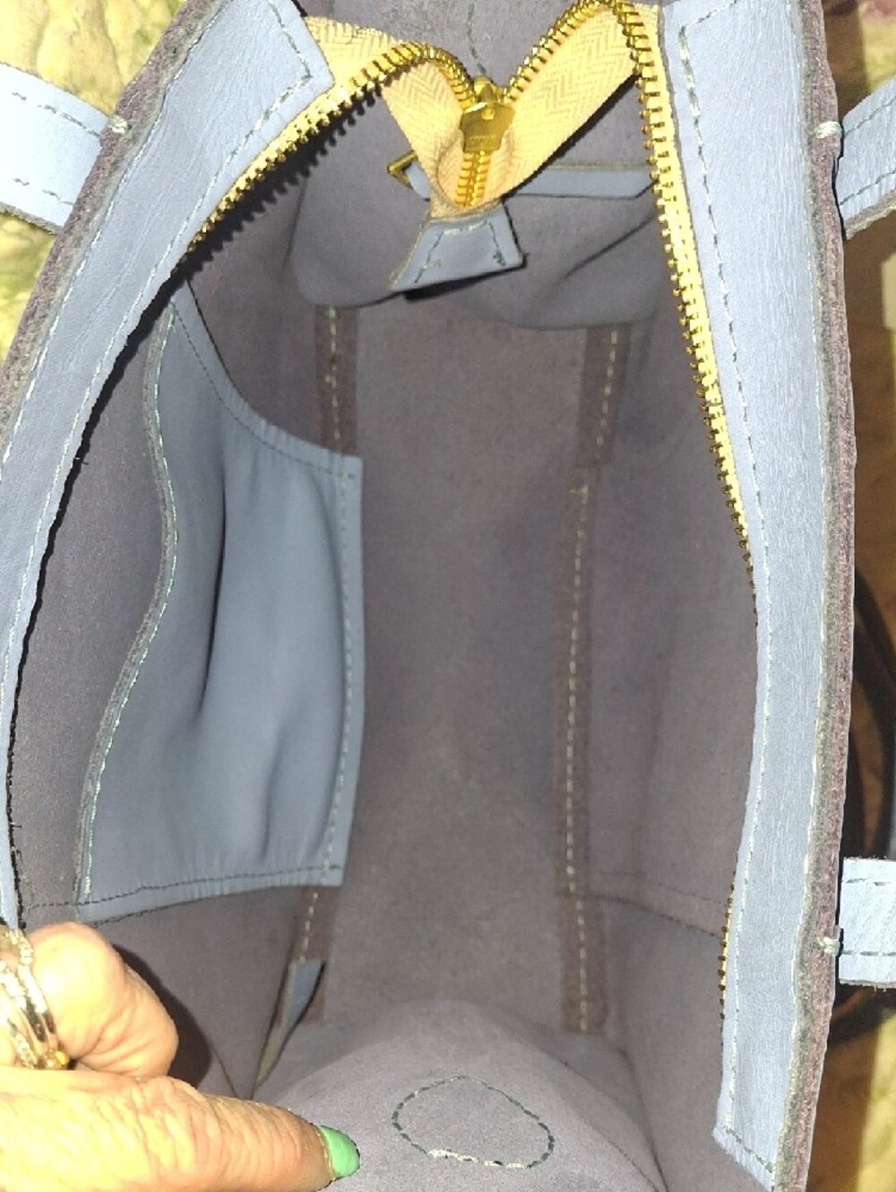 Light Blue Leather Tote with Removable Strap - Picture 11 of 16